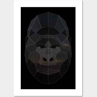 Gorilla Low Poly Double Exposure Art Posters and Art